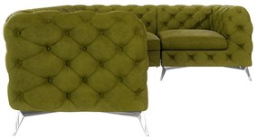 Colțar verde cu tapițerie din catifea (cu colț pe partea dreaptă/în formă de ”L”) Chelsea – Ropez