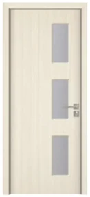 Usa Interior din MDF Novo Doors ND316, Cadru din Lemn Masiv, Geam Sablat, KIT COMPLET, Toc , Manere si balamale incluse (Culoare: Gri deschis,