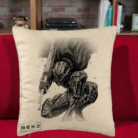 Perna Personalizata Berserk Guts Armor of Darkness Manga, 40x40 cm, Bej, Husa Detasabila, Perna Inclusa, BEKZ®