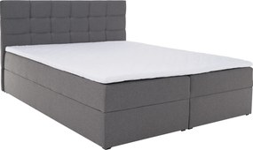Pat boxspring, 160x200, ţesătură gri, KAMILIA