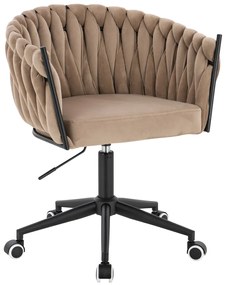 HR750K Scaun Latte din Catifea cu Bază Neagră