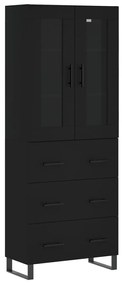 3198426 vidaXL Dulap înalt, negru, 69,5x34x180 cm, lemn compozit