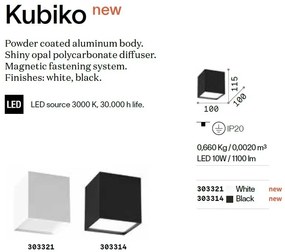 Spot LED aplicat Kubiko pl negru