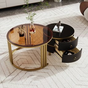 Măsuță de cafea 2-în-1 Rotundă din MDF, Negru | Aosom Romania