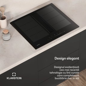 Klarstein Chef-Fusion Down Air System plită cu inducție + hotă 60cm 598 m³/h capacitate evacuare EEC A