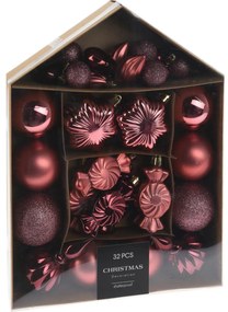 Set de decorațiuni de Crăciun Burgundia festive,32 buc