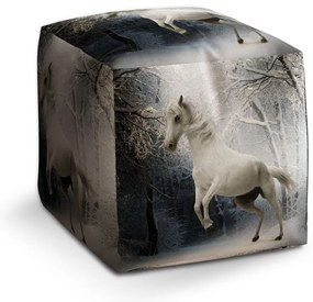 Taburet Cube cal alb, gri