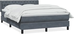 vidaXL Pat box spring cu saltea, gri închis, 140x220 cm, catifea