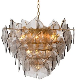 Candelabru LUX, Otel Alama Antic, Sticla Fumurie, Biltmore
