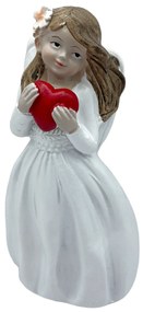 Figurina Inger cu inimioara in maini, Elsa, Alb, 15cm