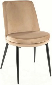 Scaun KAYLA, bej/negru, stofa catifelata/metal, 49x46x84 cm