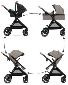 Cărucior de copii combinat 3 în 1 KINDERKRAFT ESME Sand beige + scaun auto MINK PRO