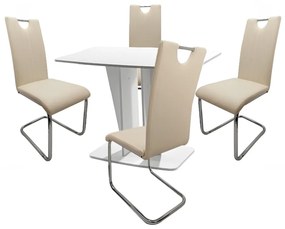 Set Masa Fixa Pal Alb  Si  4 Scaune Bucatarie/Dining Hyllda Crem