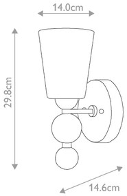 Aplică ZELDA 1xE27/60W/230V alamă Hinkley