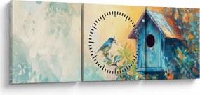 Tablou - Birdhouse, acuarelă, acuarelă (cu ceas) (90x30 cm)