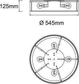 Open Design ZALINDRO OR85976 – plafonieră 4xE27/15W/230V, Ø 54,5 cm, alb/alamă