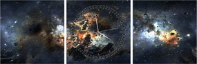 Tablou - Universul cu Nebula (cu ceas) (90x30 cm)