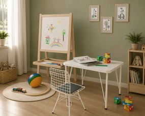 Set masuta + 1 scaun 64×48×50 cm – PAL alb/natur – Baby