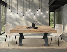 MASA BIG FAMILY, picior X, 480 cm - BLAT STEJAR RUSTIC, PICIOR GRI ANTRACIT - 180 CM/90 CM