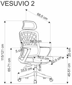 Scaun de birou Vesuvio 2 gri/alb H121 cm