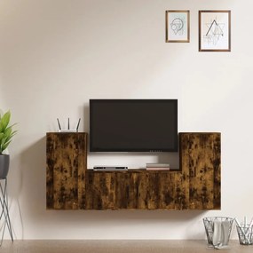 3188539 vidaXL Set dulapuri TV, 3 piese, stejar fumuriu, lemn prelucrat