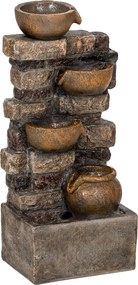 Outsunny Fântână de grădină cu iluminare LED pompă fântână decorativă în cascadă cu 5 niveluri flux reglabil maro rustic | Aosom Romania