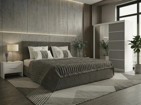 Set dormitor Malibu Gri cu dulap Atlantic 150 cm Alb/Gri