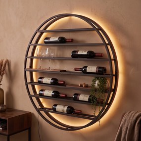 Modern Wall Lamp Black with wine rack Incl. LED - Wine Rack