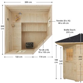 Vonkajšia sauna Eldur s 8 kW ohrievačom & príslušenstvom