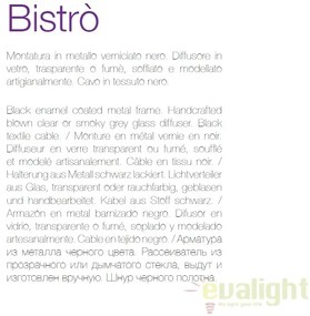 Lustra diametru 24cm, din sticla suflata manual, BISTRO SP1 SQUARE fumurie 112312