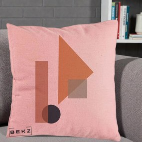 Perna Decorativa Geometric Bauhaus Triunghi, 40x40 cm, Roz, Husa Detasabila, Perna Inclusa, BEKZ®