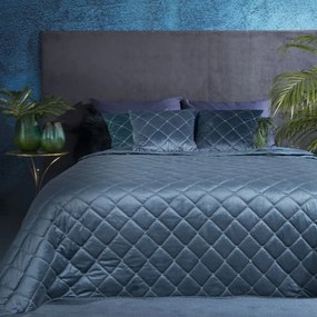 Cuvertură de pat din catifea matlasată albastră Lăţime: 220 cm Lungime: 240cm