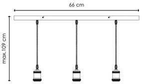 Cablu de alimentare VINTAGE 3xE27/40W/230V alama