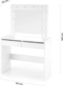 Măsuță toaletă Velinio 95 cm - alb