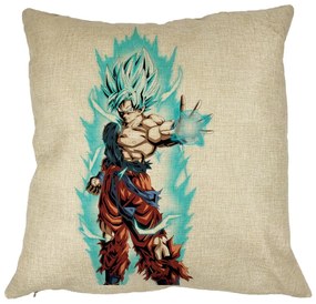 Perna Decorativa cu Goku Vegeta Super Saiya Saiyan Dragon Ball, 40x40 cm, Husa Detasabila, Burduf