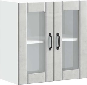 vidaXL Dulap bucătărie cu ușă sticlă „Lucca” Lemn prelucrat gri beton