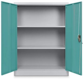 Dulap metalic universal mediu, 90 x 40 x 120 cm, încuietoare cu cilindru, verde - ral 6033