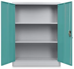 Dulap metalic universal mediu, 90 x 40 x 120 cm, încuietoare cu cilindru, verde - ral 6033