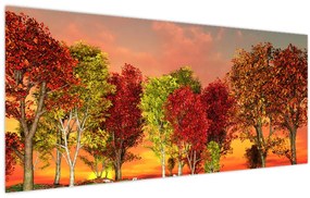 Tablou - Copaci colorate (120x50 cm)