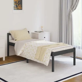 810576 vidaXL Cadru de pat mic single, gri, 75x190 cm, lemn masiv