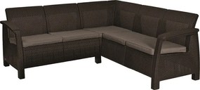 Canapea modernă de colț CORFU RELAX - maro + perne gri-maro