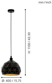 Eglo 97841 - Lustră pe cablu ROCCAFORTE 1xE27/60W/230V