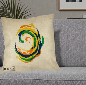 Perna Decorativa Vortex Abstract Colorat, 40x40 cm, Crem, Husa Detasabila, Perna Inclusa, BEKZ®
