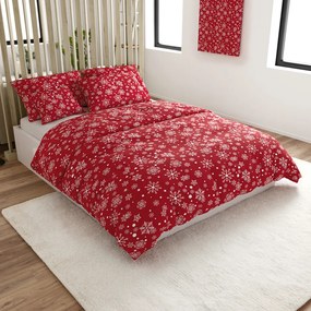 Lenjerie de pat din microfibra flanel SNOWFALL rosie Dimensiune lenjerie de pat: 2 buc 70 x 90 cm | 200 x 220 cm