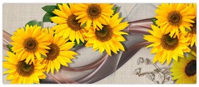 Tablou - Flori strălucitoare de floare soarelui (120x50 cm)