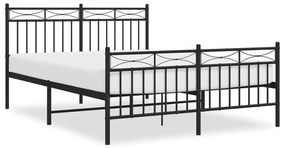 373710 vidaXL Cadru pat metalic cu tăblie de cap/picioare, negru, 140x200 cm