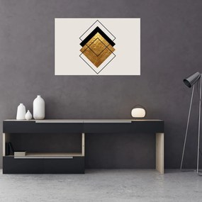 Tablou - Abstracție de aur și alb N⁰1 (90x60 cm)