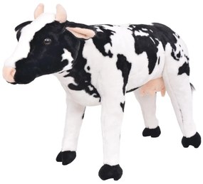 vidaXL Vacă din pluș de jucărie xxl alb și negru