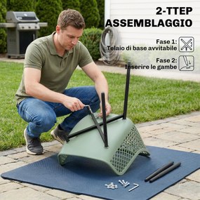 Outsunny Set de 4 Scaune de Grădină, cu Spătar Diamantat, Cotiere, Verde | Aosom Romania