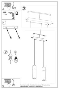 Lustră pe cablu ZANE 2xGU10/40W/230V beton/lemn Sollux SL.0966